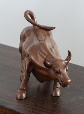 铜韵堂紫铜华尔街牛摆件客厅玄关电视柜家居摆设办公桌装饰品礼品