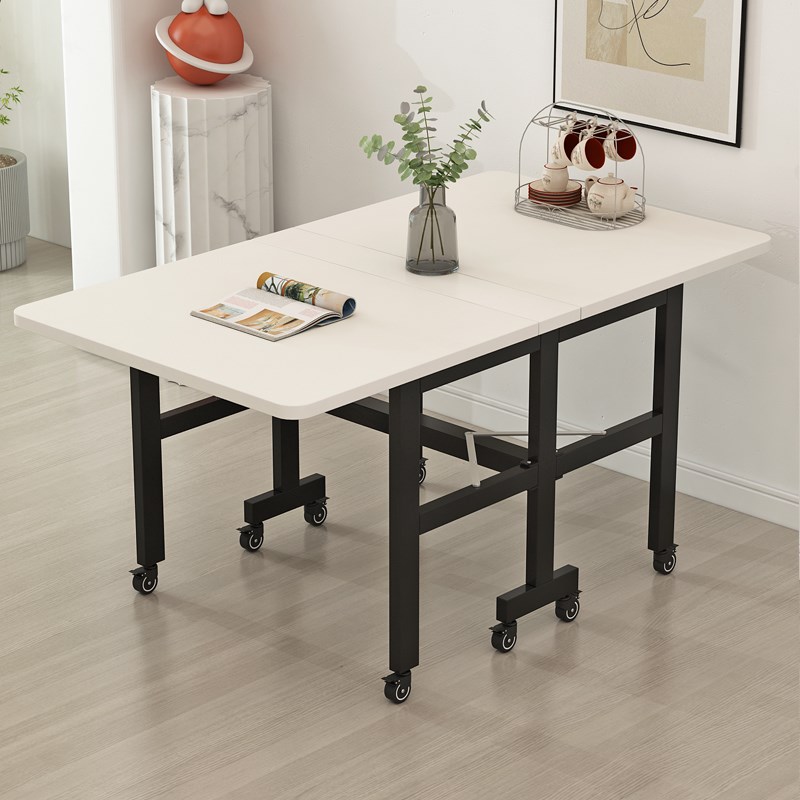 纯实木折叠餐桌家用小户型超薄多功能可移动N伸缩长方形吃饭小桌 - 图3