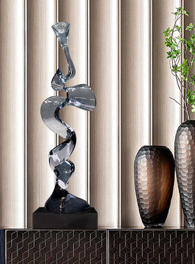 现代酒店抽象雕塑别墅客厅电视z柜旁艺术摆件透明树脂软装饰工艺