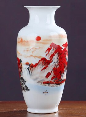 德国客厅家居新中式酒柜s摆件装饰品鸿运当头插花陶瓷器花瓶摆件