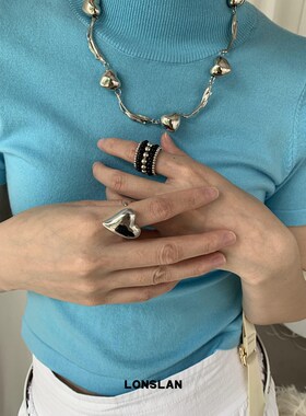 LONSLAN AlCC 2024搭配 复古多层缠绕金属圆珠手工戒指