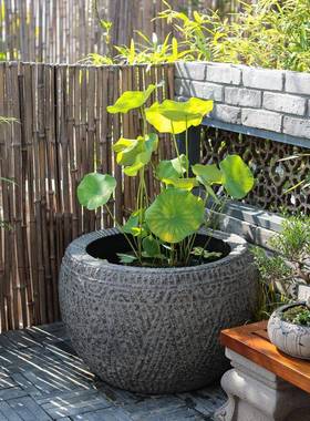 中式园林景观室外庭院鱼缸造景草坪花园装饰摆件阳台布置鱼池花盆