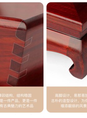 日进斗金红木工艺品米斗米缸聚财摆件 聚宝盆玄关装饰品开业礼物