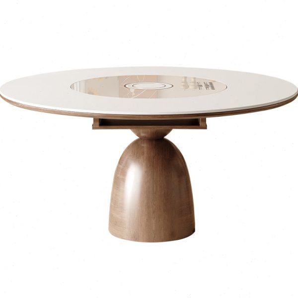 北欧实木岩板多功能餐桌带电磁炉现代简约家用可伸缩带暖菜餐桌椅,淘宝优惠券,粉丝福利购,淘宝优惠卷