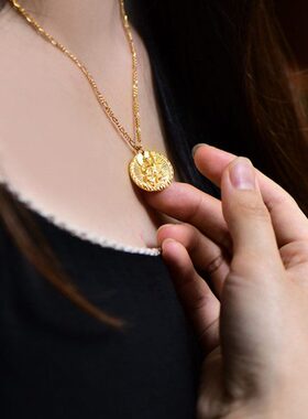 S925纯银镀金情侣黄财神吊坠度母文殊作明佛母莲师项链配饰项坠