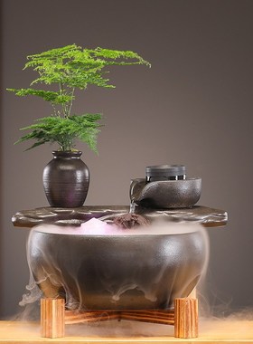 流水喷泉摆件招财客厅办公室桌面水循环时来运转乔迁开Z业礼品氛