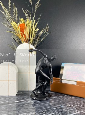 现代轻奢摆件大理石插花器组合样板房客厅书房抽象创意Y装饰工艺