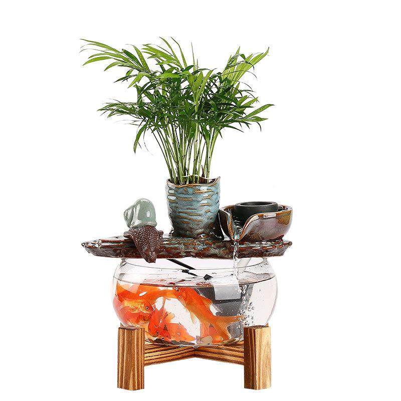 新中式小型缸自桌动鱼流生水转运财面喷泉创意摆件SXB开业送礼,淘宝优惠券,粉丝福利购,淘宝优惠卷