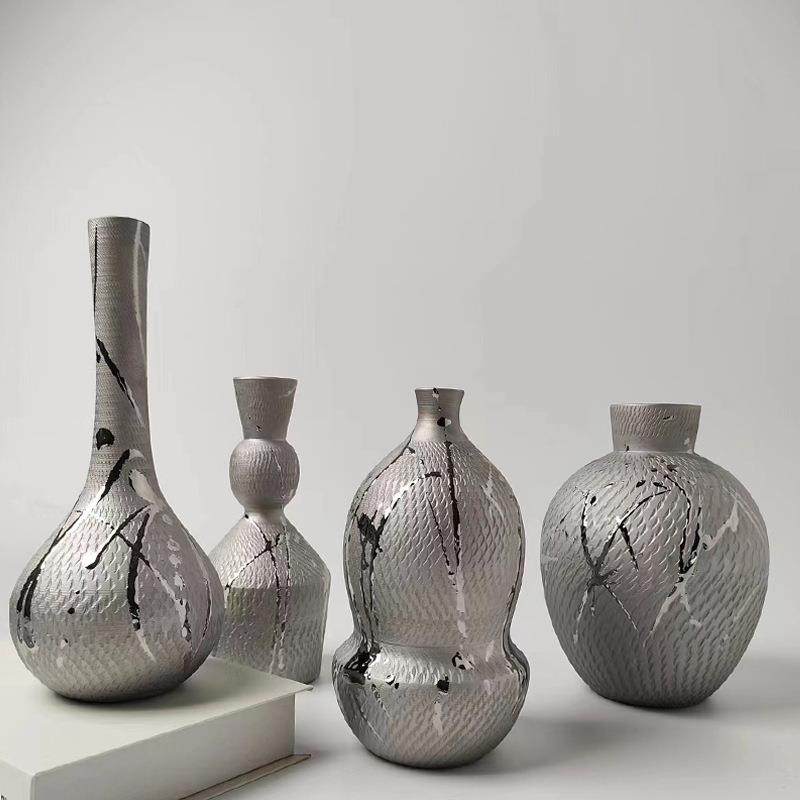 中式新IUO陶瓷镀件银花瓶花器摆样版房展厅客厅售楼处玄关饰品装,淘宝优惠券,粉丝福利购,淘宝优惠卷