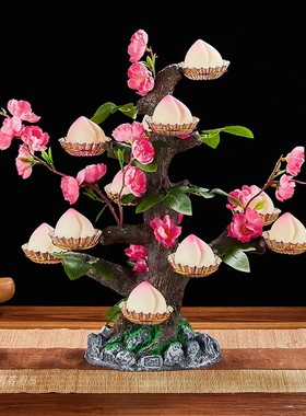 寿桃树架点心台摆件网红创意点缀酒店自助餐N具装饰寿宴新中式包