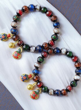 同款多宝色老琉璃搭配吞金兽款原F创搭配款手链女款琉璃饰品