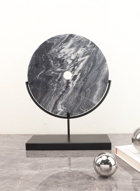 现代简约创意平j安扣大理石玄关摆件客厅卧室书房办公室家居装饰