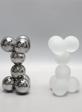 现代轻奢创意几何磨砂水晶堆积z摆件书房客厅样板房售楼部玄关饰