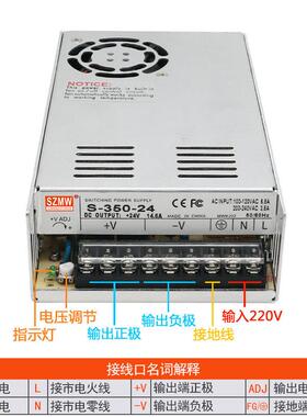 铭纬350W开关电源S-350-5V12V24V36V48V60V110V直流稳压24V电源