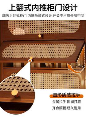 美翻储斗书柜式复XUB古藤编关玄柜入户走廊架子物柜大容量收纳展