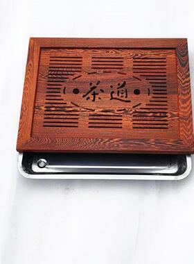 鸡翅木实木茶桌配件漏水板嵌入式中间盖板茶盘茶台面板盖托盘