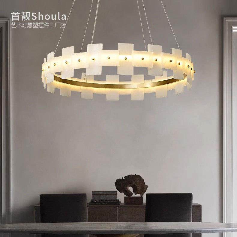 后现代轻奢客厅吊灯全铜云石中式简约餐厅灯创意个性卧室书房灯具,淘宝优惠券,粉丝福利购,淘宝优惠卷