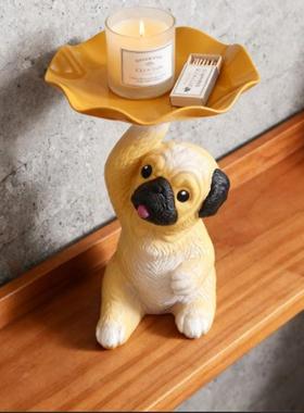 可爱狗入户玄关鞋柜钥匙收纳摆件客厅桌面茶几托盘装饰品乔迁礼品