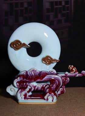 禹州钧瓷花器家居l书房卧室装饰生日开业送礼盒装陶瓷器工艺品摆