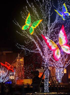 厂家热销玻璃钢发光蝴蝶浪漫主题装饰品爱情LED灯树脂工艺品摆件