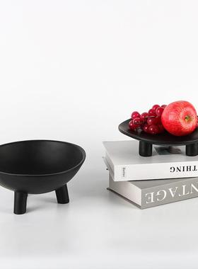 简约现代创意圆形水果盘摆件客厅餐桌茶几轻奢三脚收纳盘软装饰品