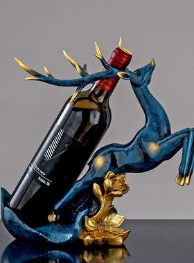 欧式麋鹿酒架装饰品摆件客厅玄关电视柜酒柜餐厅红酒置物架摆设