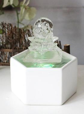 现代轻奢流水喷泉开业生财玄关创意办公室装饰桌面循环水摆件女云