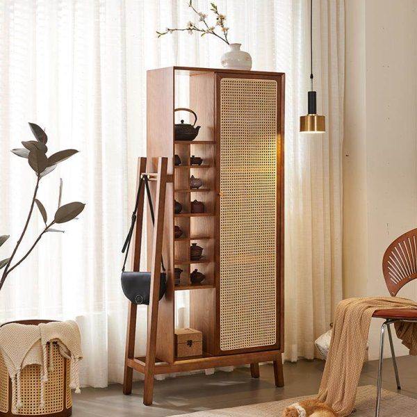 茶室藤编实木家具博古架茶杯茶具收纳柜多宝阁陈列柜置物柜展示柜,淘宝优惠券,粉丝福利购,淘宝优惠卷