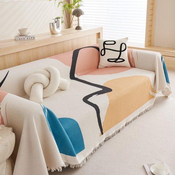 棉麻印花几何现代沙发巾沙发垫四季通用沙发盖布全包防滑盖巾套罩,淘宝优惠券,粉丝福利购,淘宝优惠卷