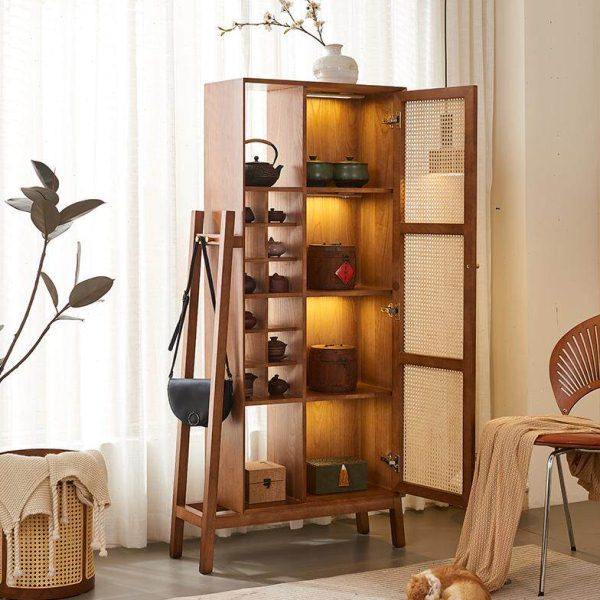 茶室藤编实木家具博古架茶杯茶具收纳柜多宝阁陈列柜置物柜展示柜,淘宝优惠券,粉丝福利购,淘宝优惠卷