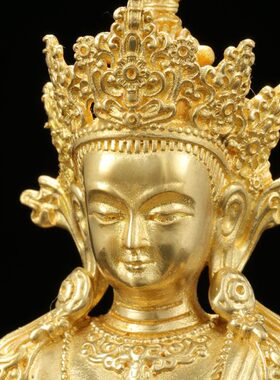 小佛像工艺摆件铜制全鎏金地藏口袋迷你佛家用桌面摆放工艺品3寸