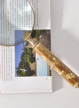 印度进口黄铜放大镜欧式轻奢便携手持放大器书房S桌面装饰礼品摆