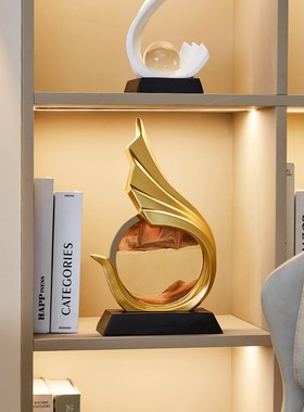 办公室摆件高级感创意风s生水起流沙画客厅电视柜酒柜装饰轻奢高