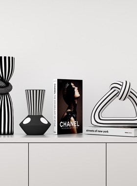 现代轻奢高级感抽象异形黑白艺术软装摆件客厅酒柜书X房装饰品摆