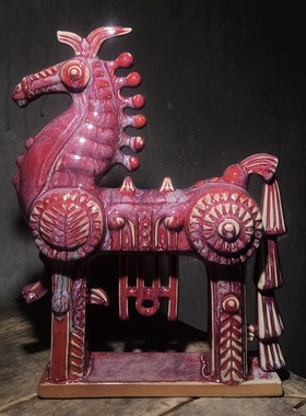 钧瓷摆件,美林马