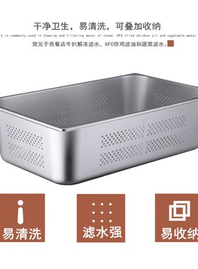 不锈钢冲孔份数盆 分数盘 带孔 商用炸鸡店滤油盆 长方形滤水菜盆