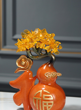 乔迁新居礼品招财鹿酒柜客厅电视柜玄关装饰M品摆件摇钱树新房送