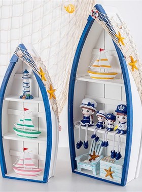地中海夏季橱窗k美陈布置创意船型展示柜船柜海洋主题装饰道具