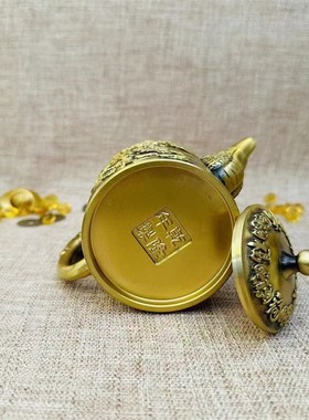 黄铜麒麟茶壶摆件纯铜浮r雕工艺新中式茶壶茶具桌面装饰工艺品礼