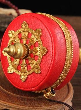 纯铜红皮手摇镀金雕花大中小号可选莲花底座家用摆件