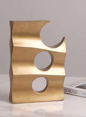 波浪镂空摆件创意网红客厅玄关样板间软装桌面树脂工艺破洞摆件