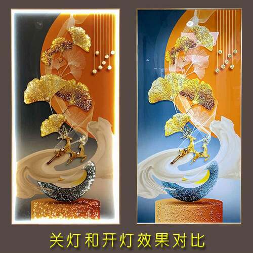 代灯光代烤瓷镶钻装饰画MY-09060玄关过道现简现约轻奢家居挂画画 - 图0