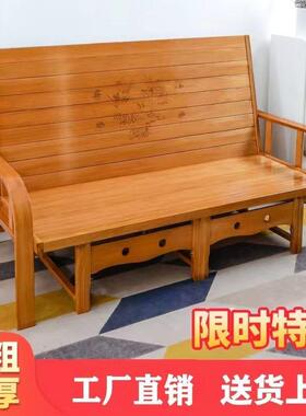 全竹可EAJ叠沙发床两用小户型多能竹床客厅午休折双单人人简易功