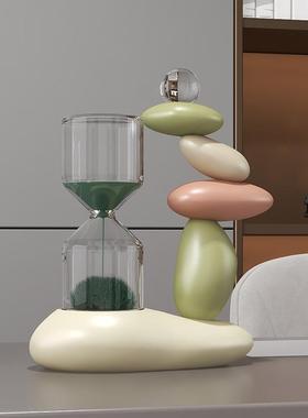 时来运转石头摆件石头沙漏磁力沙公漏客厅好酒柜玄关品装饰办室工