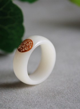 缘起藏墨爆款中国风菩提绿檀木祥云戒指J情侣礼物定制刻字手链跑