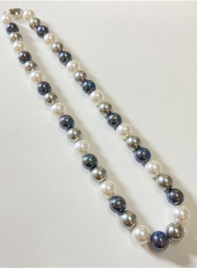 施家同款b 灰黑多宝款贝珠项链实物真的好看女款贝珠颈链项链