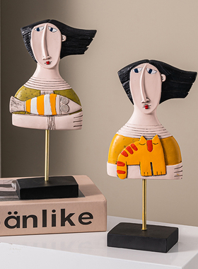 现代简约抽象人物桌面摆件卧室客厅书房电视柜高S档家居工艺装饰