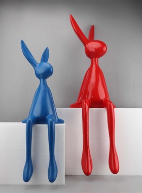 创意网红卡通g坐姿长耳兔摆件卧室书房客厅电视柜样板房家居装饰