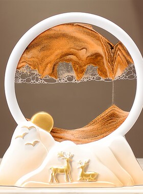 招财鹿流沙画g摆件家居客厅酒柜装饰品玄关电视柜新房乔迁新居