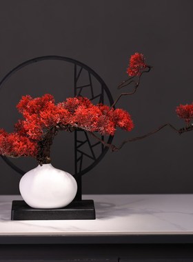 新中式古风酒柜中国风摆件隔断柜玄关家居客厅Q创意花瓶高档装饰